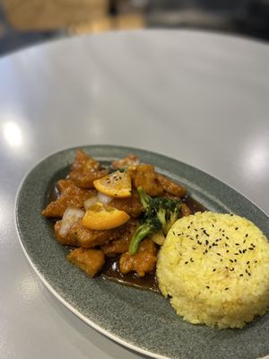 Orange chicken tofu   at Monk's Deli in Seoul