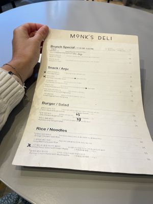 Menu  at Monk's Deli in Seoul