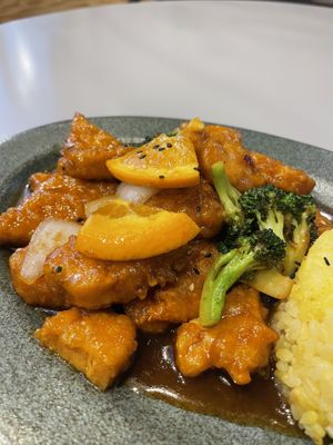 Orange chicken tofu   at Monk's Deli in Seoul