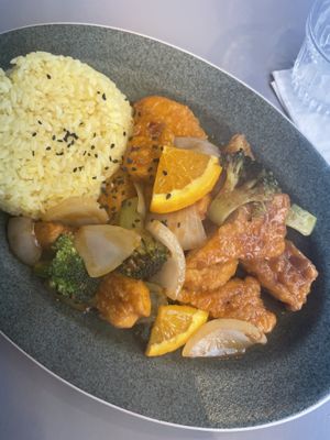 Orange chicken tofu 14k  at Monk's Deli in Seoul