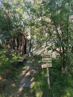 Lovely Garden at Furu Hostel Café in Boestad