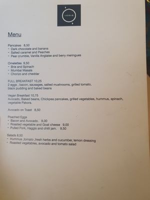 Menu at Nomad in Edinburgh