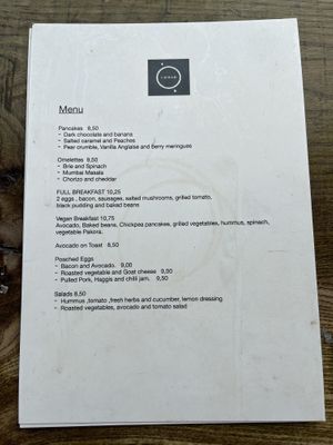 Menu  at Nomad in Edinburgh