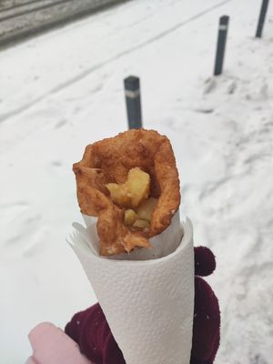 Potato salad at Scovergi Mica in Bucharest
