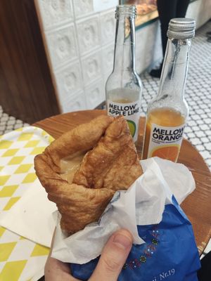 Peanut butter and cherry jam at Scovergi Mica in Bucharest