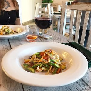 Vegetarian Tagliatelle primavera  at L'Ulivo in Sayulita