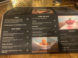 Main menu  at The Masala Dosa in Cape Town