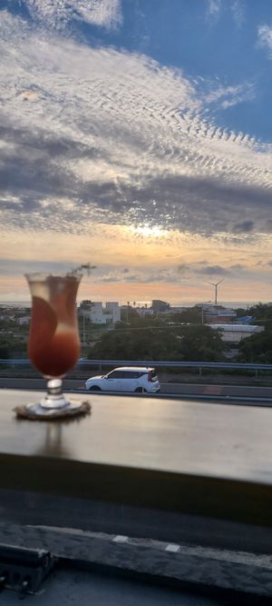 You can see a beautiful sunset in the second floor hall at Wood & Cafe - Maybe Closed in Jeju