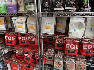 Coffee selection (mostly ground) at Mainland Market Co in San Francisco