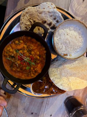 Butter chickpea, sweet potato and spinach curry  at The George in Inveraray