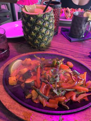 Veggie fajitas  at Pink Taco in Miami Beach