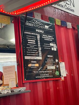 Menu at Everest Kitchen in Aarhus