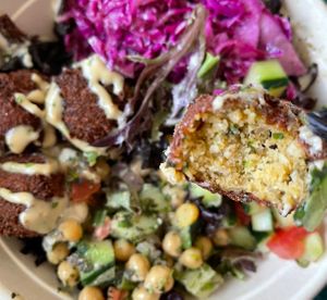 inside falafel   at Luna Grill in San Diego