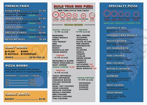 University Pizza Company menu at University Pizza Company in Riverside