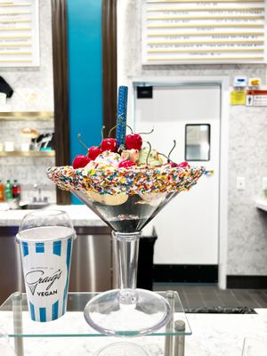 Shared $66 sundae  at Craig's Vegan in Las Vegas