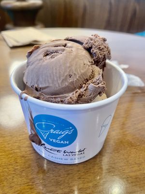 2 scoops - chocolate and pb crunch. The pb was definitely my fave!  at Craig's Vegan in Las Vegas