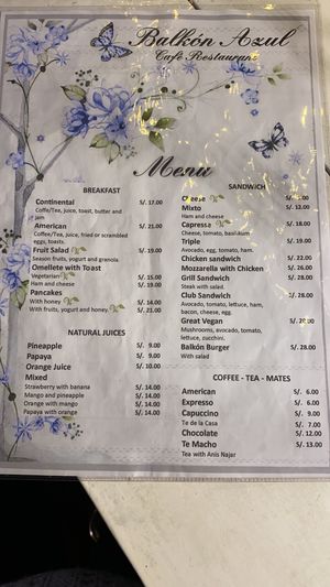 Carta 1 at Café Balkon Azul in Cusco