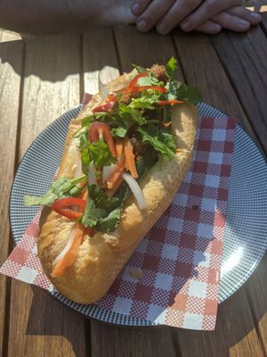 Vegan Bahn mi at Little A's Cafe in Guildford