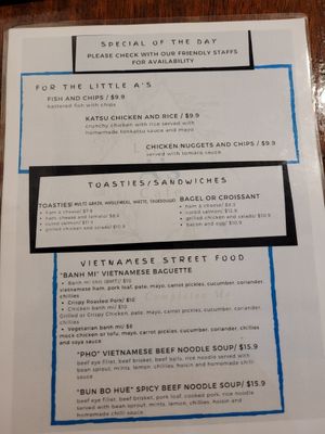 Menu at Little A's Cafe in Guildford