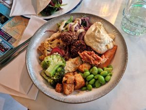 Food from the sallad bar at Mat Fra Hagen - Thomas Angells Gate in Trondheim