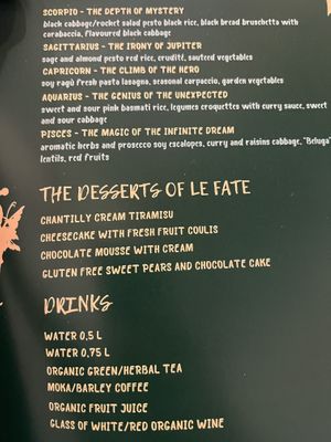Menu   at Le Fate in Florence