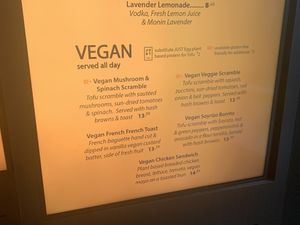 Vegan Sub-menu  at Scramble in Phoenix