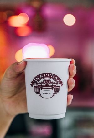 Kappra's biodegradable takeaway coffee cup at Kappra Cafe in Bangkok