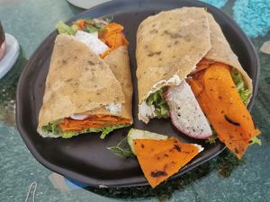 Carrot dill cream cheese wrap at Kappra Cafe in Bangkok