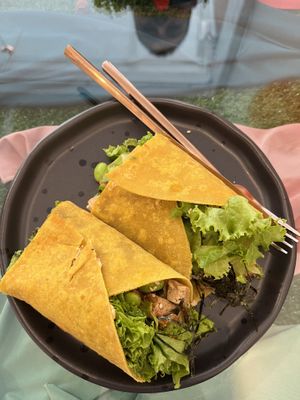 ‘Chicken’ terriyaki pumpken wraps   at Kappra Cafe in Bangkok