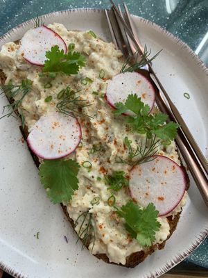 Chickpea toast   at Kappra Cafe in Bangkok