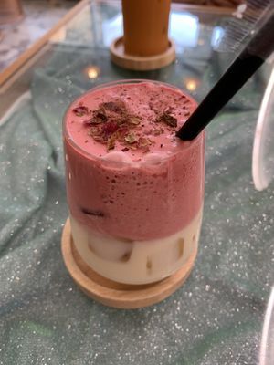 Pink milk   at Kappra Cafe in Bangkok