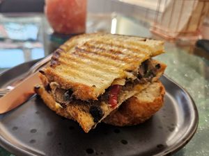 Spicy mushroom grilled cheese - yum! at Kappra Cafe in Bangkok