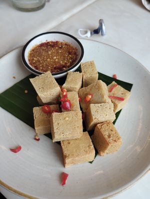 Deep fried organic tofu at Kappra Cafe in Bangkok