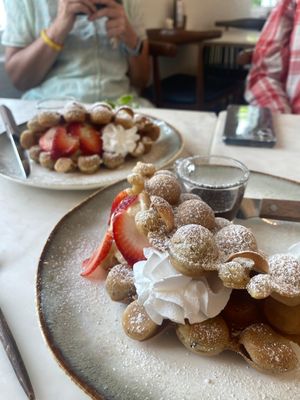 Strawberry waffles at Kappra Cafe in Bangkok