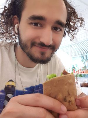 Forehead so big can't be captured on screen at Kappra Cafe in Bangkok