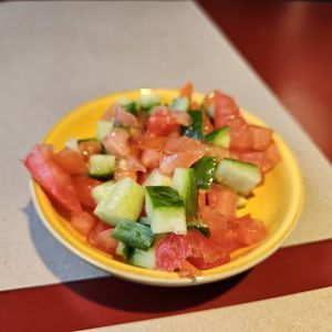 Side salad at Hummus 90 in Ashdot Yaakov