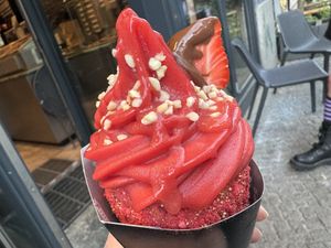 vegan strawberry trdlnik  at Chimneys Friedrichshain in Berlin