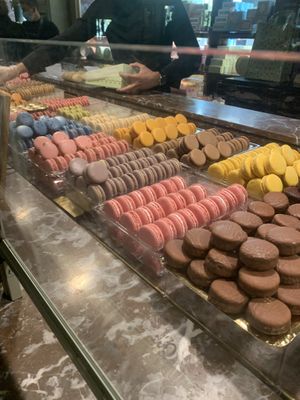 selection of macarons at Ladurée in Paris