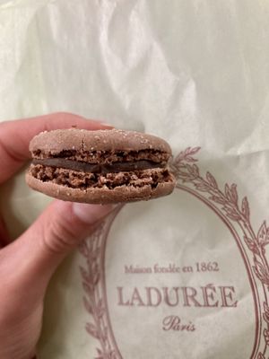Vegan hazelnut macaron  at Ladurée in Paris