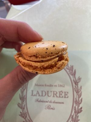 Vegan passion fruit macaron  at Ladurée in Paris