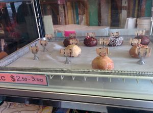 Donuts on display at Pepples Donut Farm in Berkeley