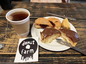 Filled donuts! Free stickers!   at Pepples Donut Farm in Berkeley