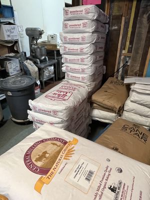 They go through a lot of powdered sugar!   at Pepples Donut Farm in Berkeley