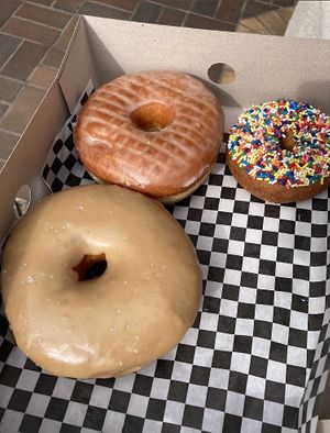 Salted caramel, glaze, and sprinkle  at Donut Bar - W. A St in San Diego