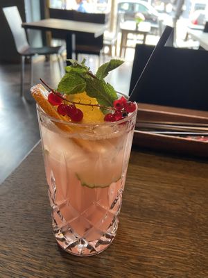 Homemade lemonade Pink P*** with lychee. Quite nice but sweet  at Vegang in Berlin