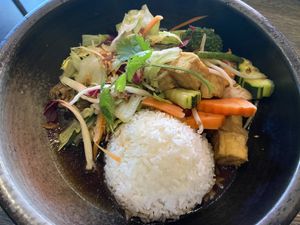 'Soy what’ with tofu: nice umami taste. at Vegang in Berlin