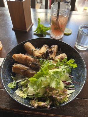 Rice noodle salad. The spring rolls and salad make the flavour, not much sauce in the dish.  at Vegang in Berlin