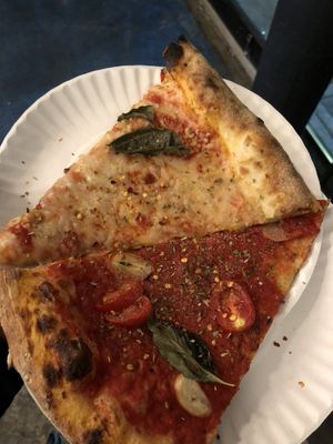 Cheesey(vegan ofc!) pizza and marinara   at Zazzy's Pizza - Upper East Side in New York City