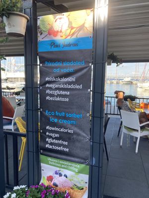 They definitely know what vegan means. at Slasticarnica "Plavi Jadran" in Preko