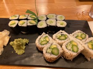 Traditional cucumber, avocado and triple play rolls at Sushi Jin Next Door in Alexandria